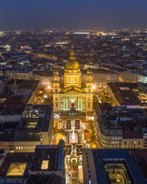 St. Stephen`s Basilica in Budapest Hungary at Night Stock Photo - Image ...