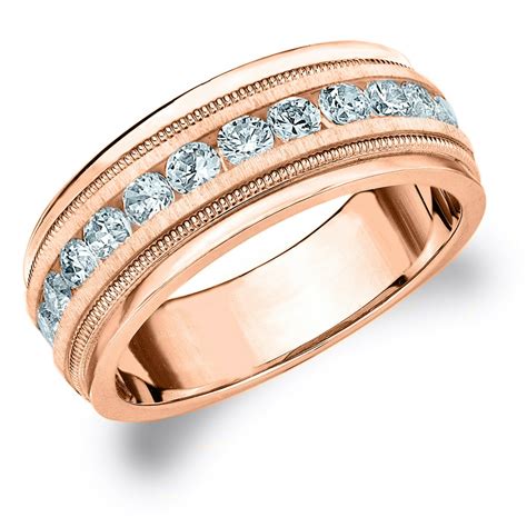 Eternity Wedding Bands - 1.0 CTTW Diamond Men's Wedding Band in 10K Rose Gold, 1CT Diamond ...