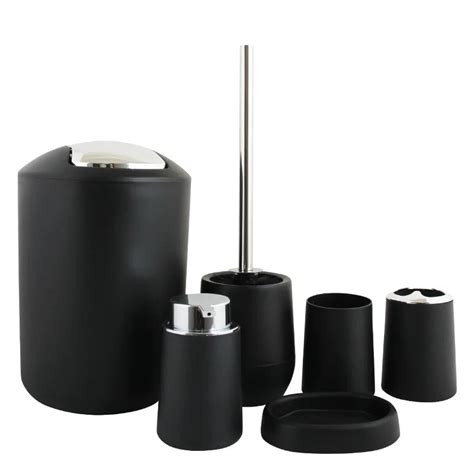 Luxury Black Bathroom Accessories Set With Wooden Hotel Plastic Toilet ...