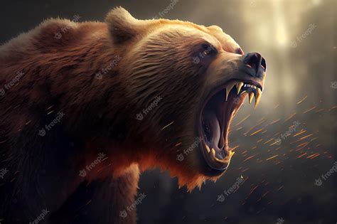 Premium Photo | Roaring grizzly bear