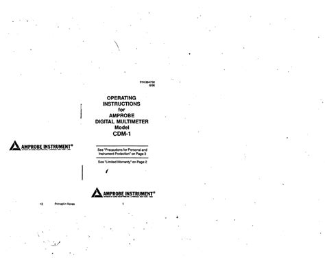 AMPROBE CDM-1 OPERATING INSTRUCTIONS MANUAL Pdf Download | ManualsLib