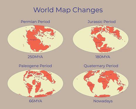 Mappa Del Mondo E Cambiamenti In Diversi Periodi Geologici ...