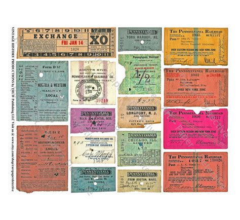 Train Ticket Stubs, Railroad Tickets & Transportation Passes for Travel Journals, Railway ...