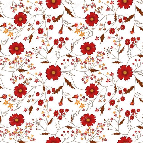 Seamless floral pattern with red flowers — Stock Photo © Fuzzyfoxer #34962997