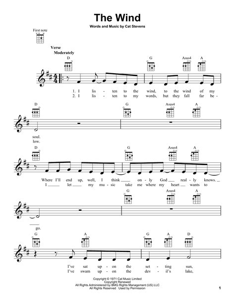 Yusuf/Cat Stevens The Wind sheet music, piano notes, chords Violin Sheet Music, Sheet Music Pdf ...