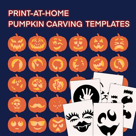 Pumpkin Carving Stencil Packet Printable Digital Download - Etsy