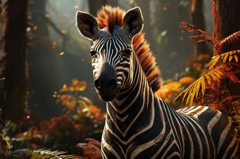 Premium AI Image | Captivating Okapi with Striking ZebraLike Stripes