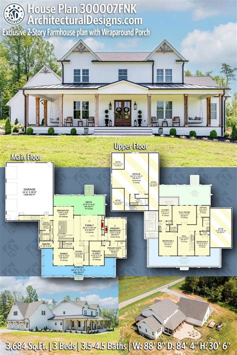 Two Story Farmhouse Plans, Dream Farmhouse, Farmhouse Style House Plans ...