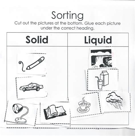 Science Solid Liquid Gas Worksheets