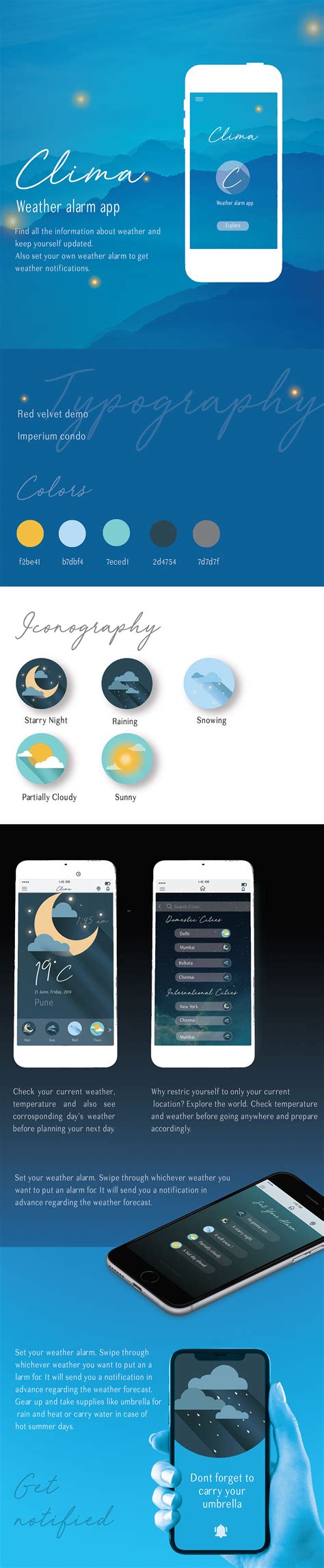 A weather alarm app on Behance