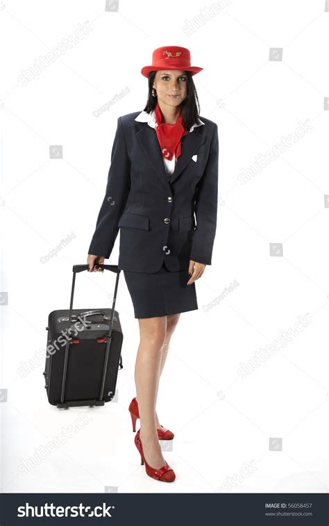 Flight Attendant With Suitcase Stock Photo 56058457 : Shutterstock