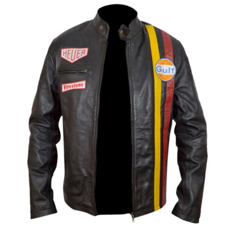 Steve McQueen Grand Prix Gulf Leather Jacket | Le mans in France