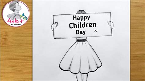 Children day drawing easy step| Happy children day poster drawing| Easy drawing - YouTube