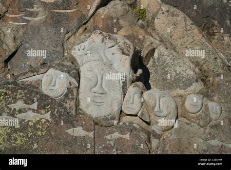 stone sculptures, Stone and Man project, Qaqortoq, Greenland (Danish ...