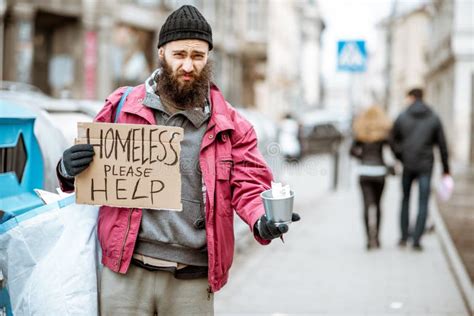 Homeless Begging Money on the Street Stock Photo - Image of outdoors ...