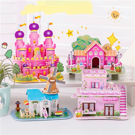 Diy 3D puzzle For Kids Education Toys manual assembly model house ...