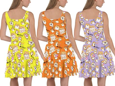 Shiba Inu Skater Dress Women Cute Emoji Gift Dog Cartoon | Etsy