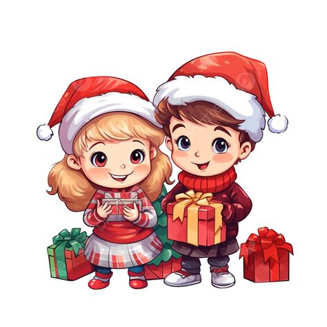 Cute Little Girl And Boy Are Smiling And Holding Gifts Under The Christmas Tree, Christmas Baby ...