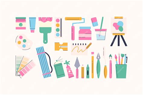 Premium Vector | Art supplies object stationery illustration