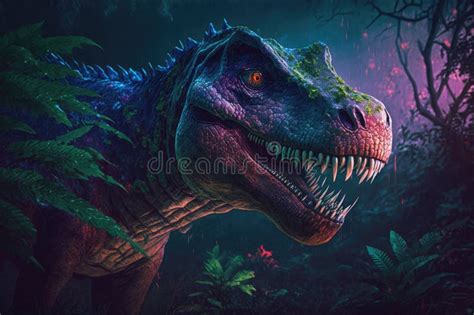 Xiaosaurus Colorful Dangerous Dinosaur in Lush Prehistoric Nature by Generative AI Stock ...