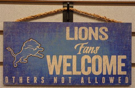 Detroit Lions Script "Lions Fans Welcome..." 6x12" Hanging Sign - Detroit City Sports