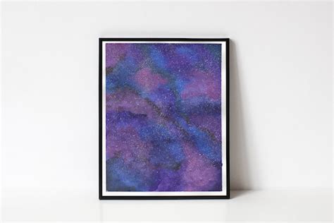 Blue & Purple Wall Art Galaxy Painting Abstract Watercolor | Etsy