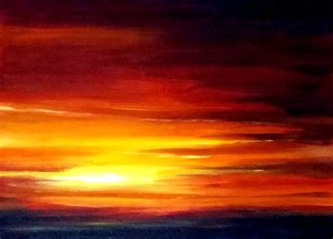 Beauty of Sunset Painting | Sunset painting, Sunrise painting, Black background painting