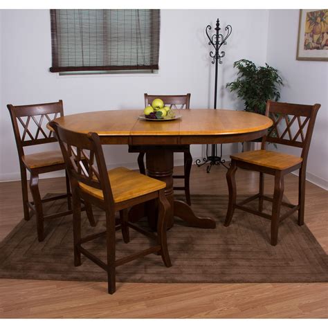 Sunset Trading 5-Piece Double Pedestal Trestle Butterfly Leaf Dining Set with Arm Chairs ...