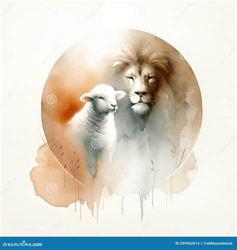 Jesus, The Lion, The Lamb Of God. Digital Watercolor Painting Stock Photo | CartoonDealer.com ...