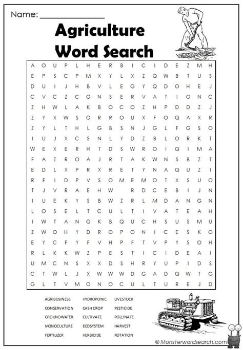 Agriculture Word Search- Monster Word Search