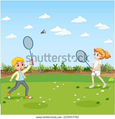 1,425 Kids Playing Badminton Cartoon Images, Stock Photos & Vectors ...