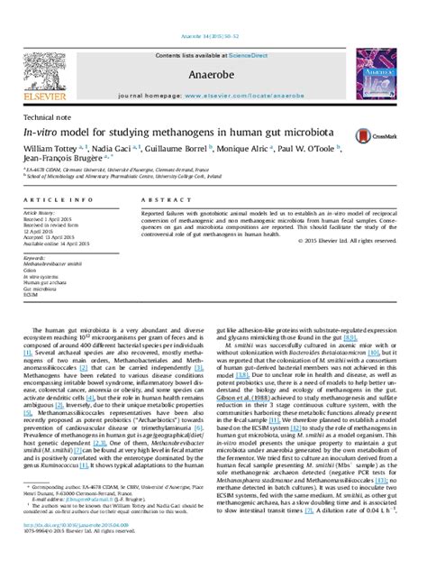 (PDF) In-vitro model for studying methanogens in human gut microbiota | Jean-François Brugere ...