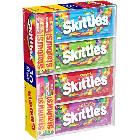 Skittles and Starburst Fruity Candy Variety Box, 30 Single Packs - Walmart.com