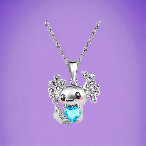 Axolotl Necklace Silver & Blue Crystal Pendant Salamander Gift Womens Girls New | eBay