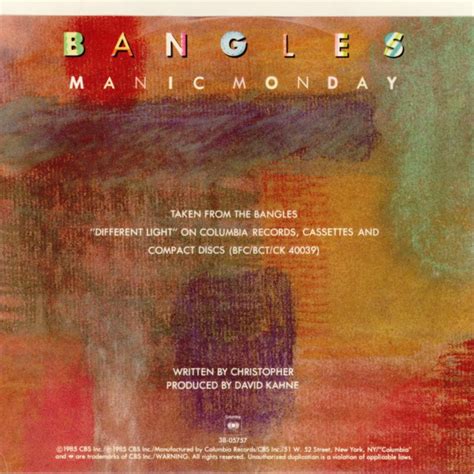 Bangles - Manic Monday - Used Vinyl - High-Fidelity Vinyl Records and Hi-Fi Equipment Hollywood ...