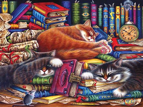 The Old Book Shop Cats, 300 Pieces, Lafayette Puzzle Factory | Puzzle Warehouse