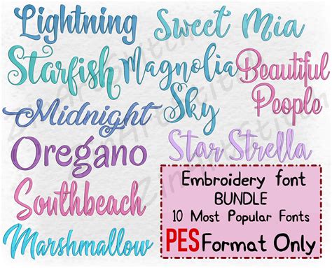 Bundle 10 Best Sellers Embroidery Fonts Embroidery Fonts Pack - Etsy