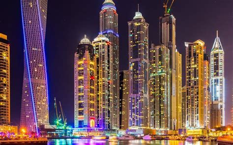 Dubai, night, neon lights, UAE, United Arab Emirates | Dubai city ...