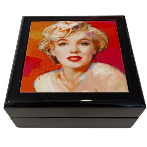 Marilyn Monroe Wooden Jewelry Box. Keepsake and Trinket Box. Unique Gift With Glossy Ceramic ...