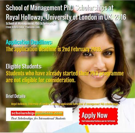 PhD Scholarships at Royal Holloway, University of London in UK, 2016