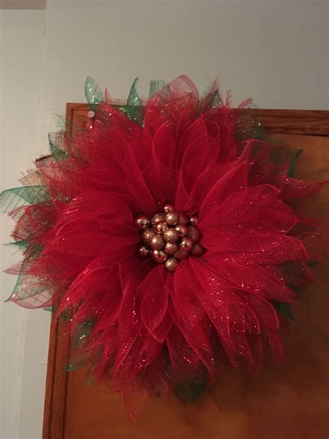 Poinsettia Wreath Christmas Ornament Storage, Christmas Door ...