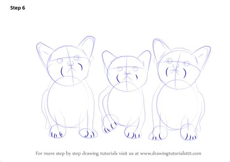 How to Draw Three Kittens (Cats) Step by Step | DrawingTutorials101.com