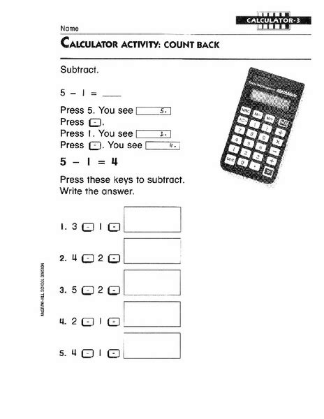 Calculator Activity: Count Back Worksheet for 1st - 2nd Grade | Lesson Planet