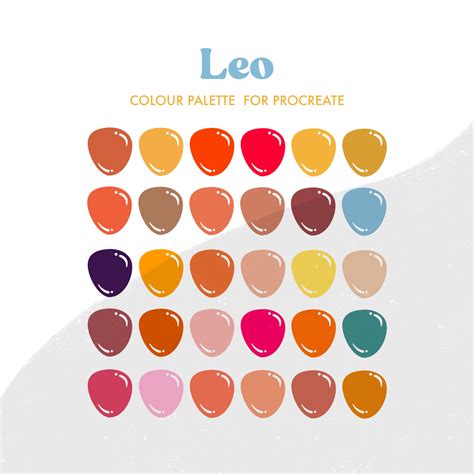 Leo Zodiac Sign Colour Palette for Procreate 30 Colours/swatches - Etsy