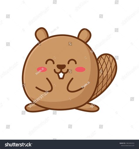 Cute Chubby Cartoon Beaver Little Kawaii Stock Vector (Royalty Free) 1863404353 | Shutterstock