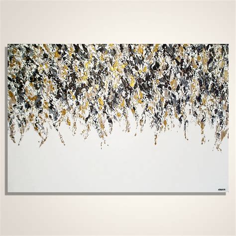 Abstract Painting, Gold, Black and White Abstract Art, Abstract Wall Art, Original Textured ...