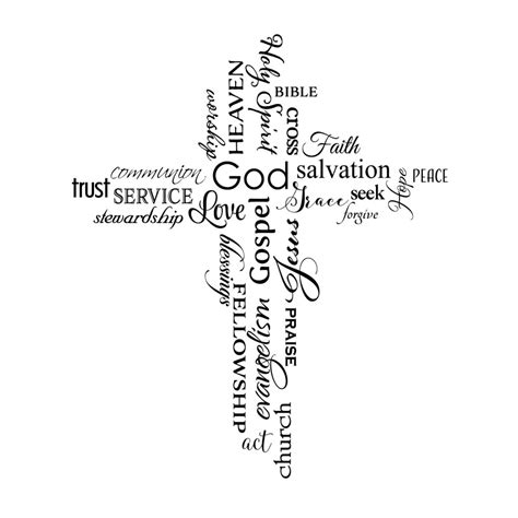 Cross Word Collage Vinyl Wall Decal Christian Words