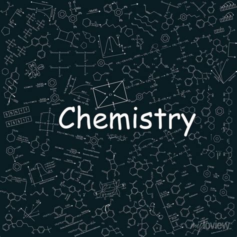 Chemistry equations background for design wall mural • murals chemistry, puzzle, success ...