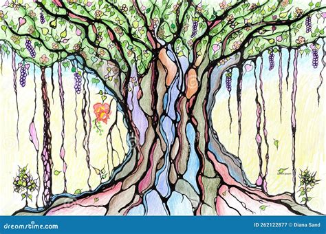 Bodhi Tree of Life, Neuro Art Graphic Concept of Indian Culture ...