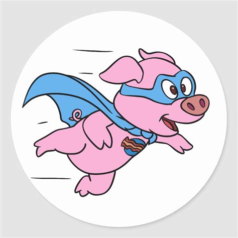 Super pig flying cartoon classic round sticker | Zazzle.com in 2020 | Flying pig painting, Pig ...